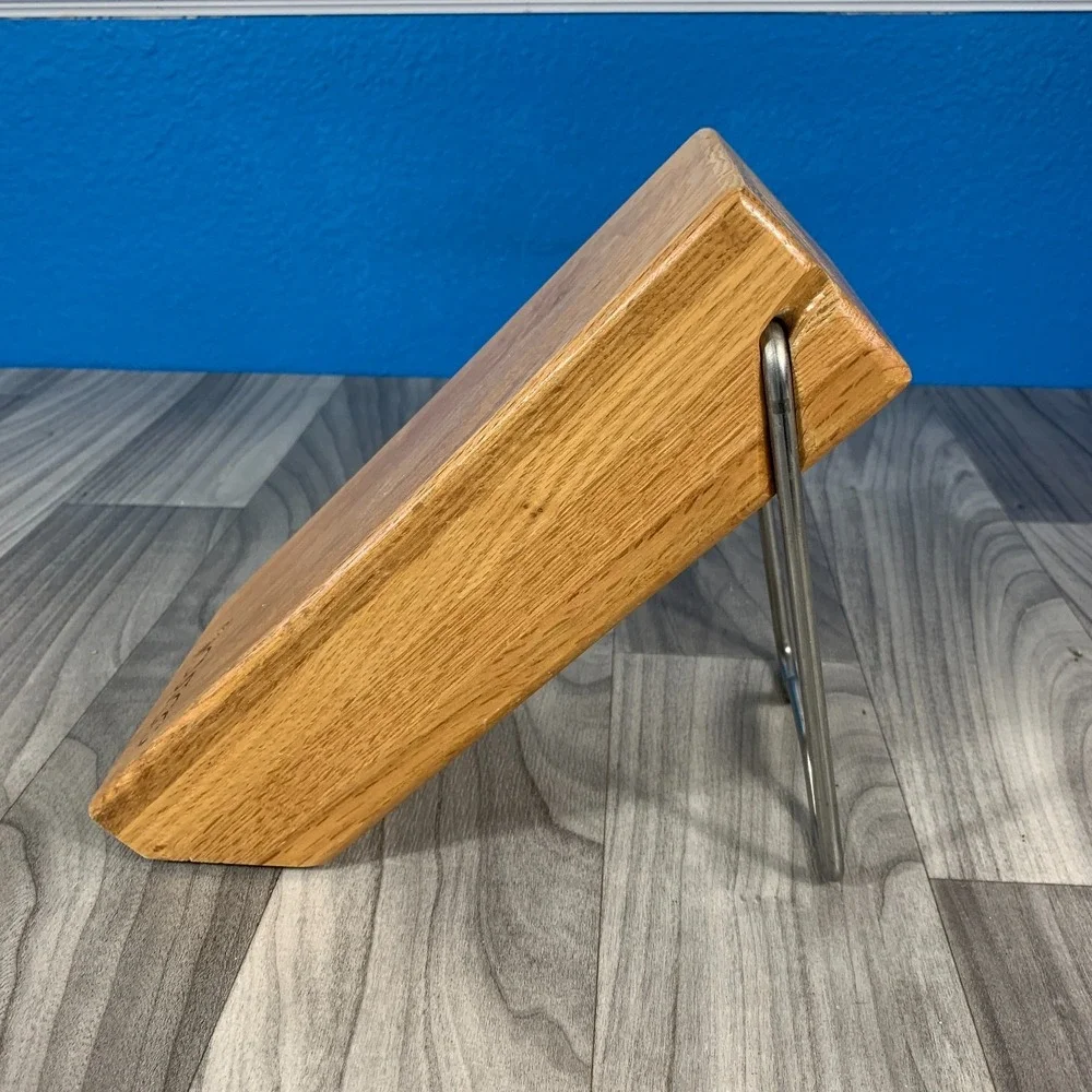 CUTCO Space Saver Knife Block 5-Slot Wood Honey Oak #1746 w/ Foldable Bar